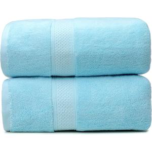 2 x Fluffy Cotton Bath Towels Set650GSM,2-Piece Set, Thickened and Enlarged(31.5x63 inches),Super Absorbent,Soft,Suitable for Hotel, Bathroom, Swimming Pool, SPA,Gift (Sky Blue)