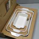 DOWAN Casserole Dishes for Oven, Baking Dishes Set, Ceramic Bakeware Sets of 3, Lasagna Pan Deep, Rectangular Baking Pan Set with Handles for Baking, Casserole, Kitchen, Wedding Gift, White (15.6''/12.2''/8.9'')