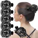 RC ROCHE 6 Pcs Bun Makers for Womens Hair Claw Clip for Updos Bird Nest Ballet Ballerina Piece French Round Holder Net Donut Shell Dome Jumbo Extra, Large Black