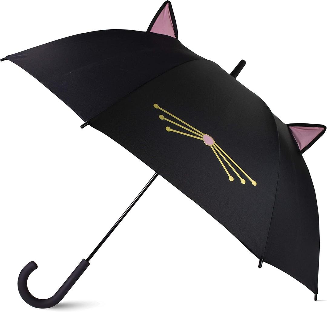 kate spade new york Large Lightweight Travel Umbrella, Black Cat
