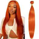 #350 Ginger Bundles Human Hair Straight Bundles Human Hair 22 Inch Orange Single Bundle Human Hair Extension for Women 100g Total