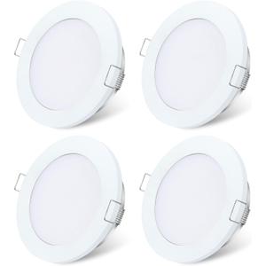 GZV RV Puck Light, RV Boat Recessed Ceiling Lights, DC 12V Led Light for Under Cabinet Camper Van Truck Motorhome Sailboat Interior Lighting, 4 Pack (3000K with White Finish Warm Light)