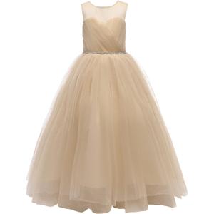 Glamulice Christmas Flower Girl Dresses 7-8 Golden Junior Bridesmaid Wedding Birthday Party Holiday Tulle Dress A Line Big Girls Daddy Daughter Dance Prom Princess Ballgown Gold Kids Pageant Gowns