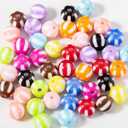 Gxueshan 100 Pcs 12mm Acrylic Plastic Stripe Barrel Mix Rainbow Bubblegum Hair Cylindrical Loose Beads for Pens Keychain Friendship DIY Kandi Bracelets Jewelry Making (Mix)