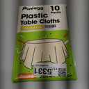 Pureegg Plastic Table Cloth Disposable 10 Pack, 84'' Round Table Cloths, Party, Wedding, Thanksgiving Decorations, Fall Tablecloths, Round, Beige Plastic Cover, Leakproof & Sturdy, Cream, Ivory