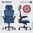 TRALT Office Chair Ergonomic Desk Chair, 330 LBS Home Mesh Office Desk Chairs with Wheels, Comfortable Gaming Chairs (Dark Blue), Pack of 1