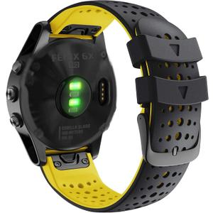 Abanen Silicone Watch Band for Garmin Fenix 8 51mm / epix Pro 51mm / Instinct 2X / Instinct 3 50mm, Quick Fit 26 Soft Sport Breathable Waterproof Wristband Strap for Enduro,Fenix 7X/6X/5X (Black Yellow)