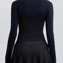 RUNNING GIRL Long Sleeve Yoga Shirts for Women, Soft Fitted Seamless Stretchy Casual Crew Neck Athletic Basic Shirt (Black, L)