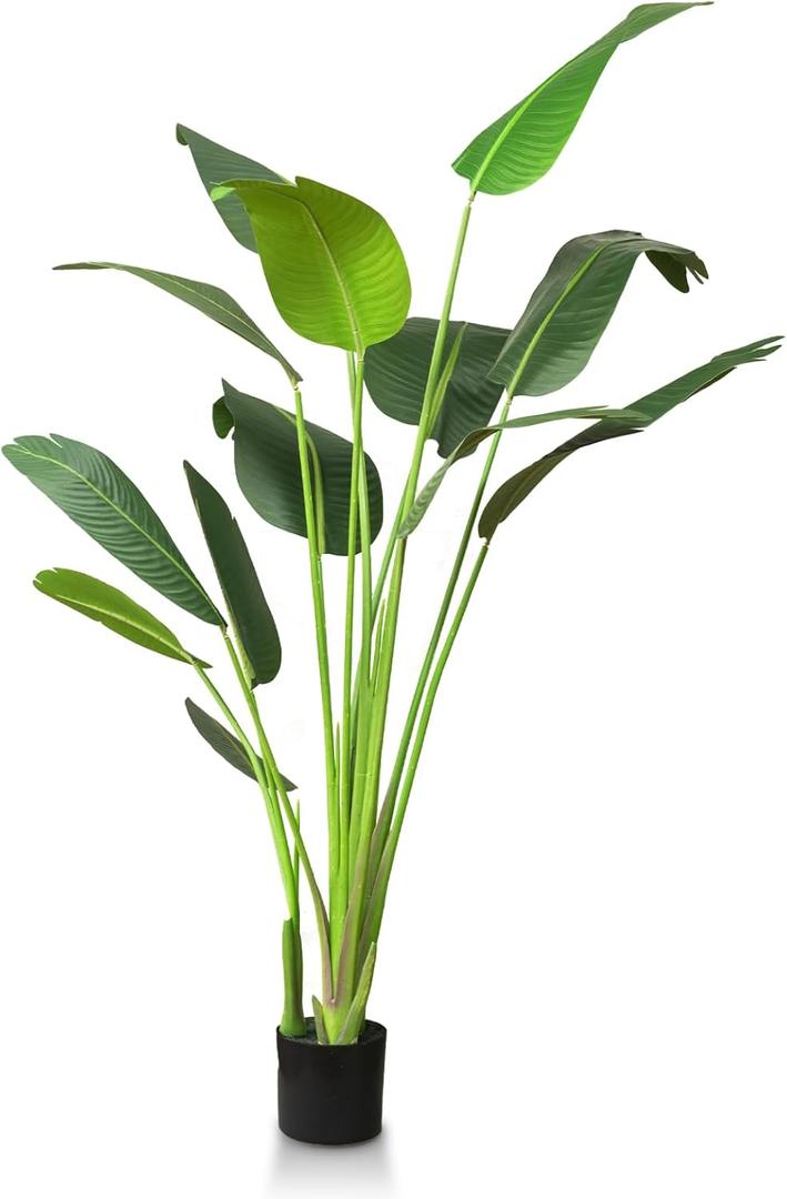 TRESIL 60 inches - Bird of Paradise Artificial Plant, Comes with Black Pot, Large,Vibrant Banana Leaf Design, Faux Plants Indoor, Floor Plants for Living Room Decor, Ideal for Home Garden & Office