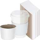 250 Pack White Coffee Sleeves For 10 to 20 oz. Cups (Cups Not Included), Disposable Corrugated Cardboard Paper Jacket, Hot Cold Drinks Holder, Chocolate Milk Tea Beverage Insulator, Hand Protection