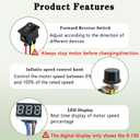60A PWM DC Motor Speed Controller,12V/24V/36V/48V LED Display Stepless Speed Control with Forward-Brake-Reverse Switch & Adjustable Potentiometer for Brushed Motors (with Shell)
