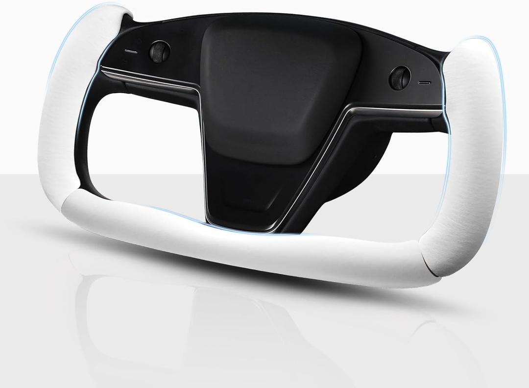 Steering Wheel Cover for Tesla Yoke Steering Wheel, Car Steering Wheel Cover for Tesla Model S 2021-Present/Model X 2021-Present Steering Wheel Accessories White