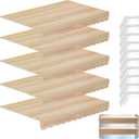 5 Pcs 24x12 Inch Wavy Wire Shelf Covers, Foamed PVC Faux Wood Closet Organizer, Non-Bearing Decorative Liners for Pantry, Bathroom, Kitchen Shelving