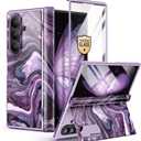GVIEWIN for Z Fold 7 Case Built-in HD Screen Protector [Compatible with Magsafe][Hidden Kickstand] Magnetic Full-Body Hinge Protection Slim Phone Case for Samsung Galaxy Z Fold 7, Quicksand/Purple