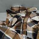 Women's Full Zip Fleece Flannel Jacket Plaid Sherpa Lined Jacket for Women (Large, Light Khaki)