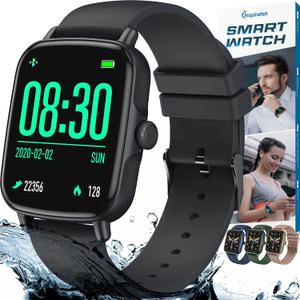 Inspiratek Smartwatch for Men & Women - Multi-Function Health Fitness Watch w/Accurate All- Day Sleep, Step & Heart Rate Monitoring - Waterproof iOS and Android Smart Watch for Women & Men (Black) Inspiratek Smartwatch for Men & Women - Multi-Function Health Fitness Watch w/Accurate All- Day Sleep, Step & Heart Rate Monitoring - Waterproof iOS and Android Smart Watch for Women & Men (Black)