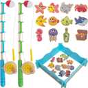 Montessori Toddler Fishing Game - Kids Wooden Magnetic Fishing Toys for 3 Years Old Girls Boys, Fine Motor Skills for Toddler