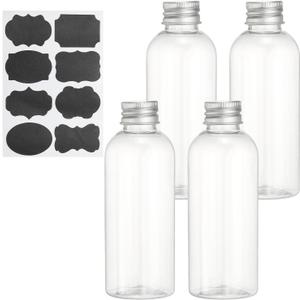 Uxcell 4Pcs Travel Bottles with Screw Cap, 3oz Empty Cosmetic Container Refillable Plastic Bottles for Essentials Oils Shampoo Lotions Cream, Clear