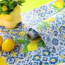 Drydiet Amalfi Coast Wallpaper Peel and Stick Contact Paper 15.8 x 118.1in Capri Lemon Wallpaper Self Adhesive Removable Blue and Yellow Wall Sticker Paper for Home Classroom Locker Dorm Decor