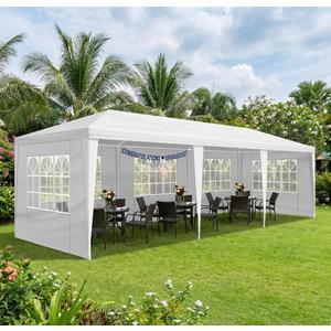 10x30 Canopy Tent Party Tent with 5 Sidewalls, White