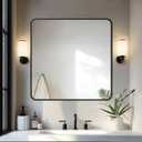 Delma Bathroom Vanity Mirror, Black Framed Bathroom Mirror for Over Sink, High-Definition Bathroom Mirror, Versatile Bathroom Vanity Mirror, Hangs Horizontally or Vertically(30x30, Black)