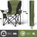 Heavy Duty Folding Chair 500LB Capacity, Oversized Camping Chairs with Cup Holder, Cooler Bag & Storage Pouch, Double-Layer Fabric, Outdoor Chairs for Sports, Lawn Chairs (2, Black Green, Oversized)