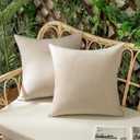 Woaboy Set of 2 Outdoor Waterproof Throw Pillow Covers Decorative Farmhouse Linen Pillowcases Solid Cushion Cases for Patio Tent Balcony Couch Sofa Livingroom Beige 20x20 inch