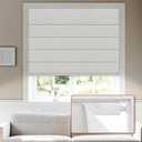 HOTSOON No Tools No Drill Roman Shades, Cordless Blackout Roman Blinds for Windows, Room Darkening Window Shades, Smooth Push & Pull, Easy to Install, White, 24" W × 48" H