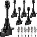 Ignition Coil Packs and Spark Plug fit for 2003 2004 2005 2006 2007 2008 Infiniti G35 FX35 M35, Nissan 350Z, UF401 6734025, Set of 6