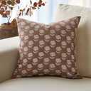 DOMVITUS Floral Pillow Covers 20x20 Throw Pillow Covers Decorative Farmhouse Block Floral Print Vintage Pillow Cover for Living Room Couch Bed, Brown, 1PC