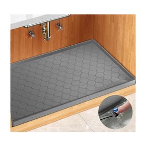 Silicone Under Sink Mat 34" x 22", kitchen Essentials and Gadgets, Shelf liner and Cabinet Protector, Home Organizers and Storage, Waterproof Bathroom Tray