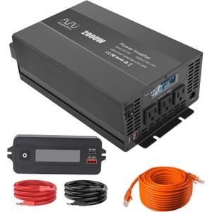 2000W Pure Sine Wave Inverter  12V DC to 120V AC Converter for Home, RV, Truck  Off-Grid Solar Power Inverter with Built-in USB/USB-C Ports [IN06]