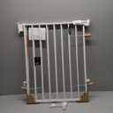 Babelio 31.5-55" No Bottom Bar Baby Gate Extra Wide, 2-in-1 Auto Close Dog Gate for The House, Stairs and Doorways, with Large Walk Thru Door, White