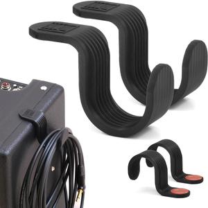 Strumland Music Cable Organizer Set (2-Pack)  Peel-and-Stick Guitar Cable Holder & Studio Cable Hook with Upgraded 3M Adhesive for Desks, Amps & Surfaces (Black)