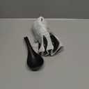 Gomakren Asian Soup Spoons, 6.5 Inch Ceramic Chinese Soup Spoons for Cereal, Ramen, Pho, Noodles, Stews, Black Kitchen Spoons with Long Handle and Deep Oval Design - Set of 6