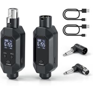 Wireless XLR Transmitter and Receiver, 500ft XLR Wireless Transmitter Receiver with 2x30 Channels, Dynamic Mic Wireless Adapter for PA Mixer, Church, Stage