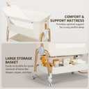 suihuooo 4-in-1 Baby Bassinet, Portable Bassinet Bedside Sleeper with Wheels and Storage Basket, 7 Height Adjustable Breathable Mesh Rocking Bassinet with Mosquito Net for Newborn-White