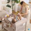 4 in 1 Pack and Play, Portable Travel Baby Bassinet, Foldable Travel Playard Playpen for Toddler, Bedside Crib Sleeper, Diaper Changer Table, Baby Playard for Newborn (Champagne)