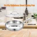 Inqibee 8.5 Inch Tri-Ply Stainless Steel Frying with Lid,Small Skillet,Induction Cooking Pan,Dishwasher and Oven Safe