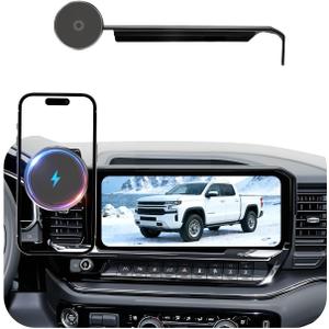 Phone Holder for Chevy Silverado 1500/2500/3500 (2022-2025 2026,13.4" Screen)/GMC Sierra,MagSafe Car Mount,15W Magnetic Wireless Charger,360 Rotating,Hands Free,Car Accessories Interior,2023 2024