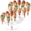 yarlung 2 Pack Ice Cream Cone Holder, 16 Holes Acrylic Waffle Cone Display Stand, Clear Hand Roll Sushi Popcorn Rack for Party Buffet Birthday Wedding