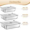 3 Pcs Stainless Steel Bus Tubs with Lid 13 L Commercial Tote Box 4" Deep Food Grade Meat Processing Tubs Lug Dishwashing Utility Prep Tub Table Pans, Silver (3 Sizes)