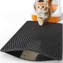 Cat Litter Mat - 23.2" x 14.6" Small Litter Box Mat with Double Layers, Urine-Proof and Non-Slip Litter Trapping Mat, Easy to Clean Kitty Litter Mats for Floor, Scatter Control, Black