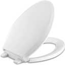 KOHLER K-4636-0 Cachet Elongated, Grip-Tight Bumpers, Quiet-Close Release Hinges, Quick-Attach Hardware, No Slam Toilet Seat, White
