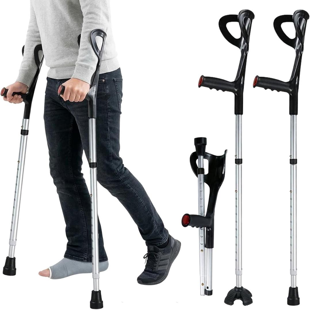 Forearm Crutches for Adults & Seniors, Adjustable Aluminum Pair