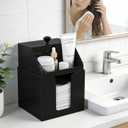 Anyoifax Disposable Facial Towels Storage Compatible with Clean Skin Club Clean Towel XL Double Layer Acrylic Box Cotton Pads Container Qtip Bin Face Towelettes Holder for Bathroom Counter, Black