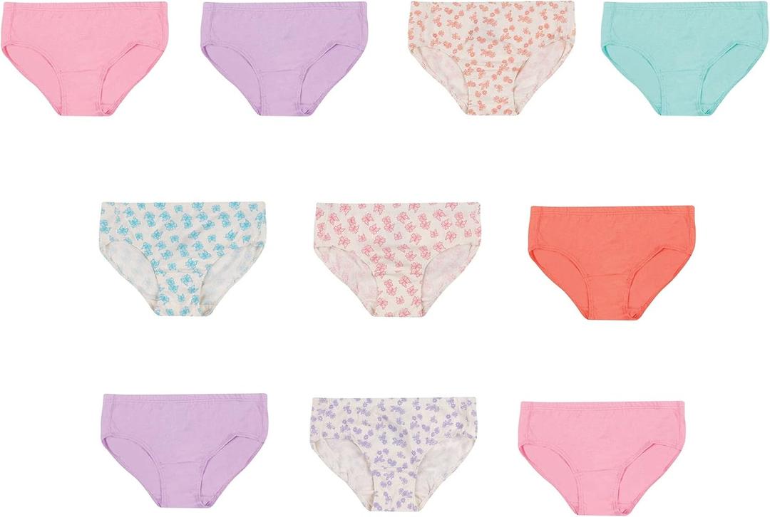 Hanes Girls and Toddler Underwear, Cotton Knit Tagless Brief, Hipster, and Bikini Panties, Multipack (2-3T)