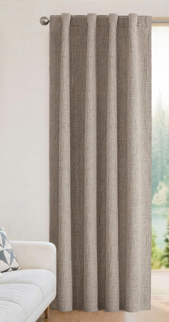 Joydeco Blackout Curtains for Bedroom - Nature Linen 84 Inch Long 100% Light Blocking 1 Panels Set, Rod Pocket & Back Tabs Living Room Drapes, Thermal Insulated Room Darkening Window Curtains