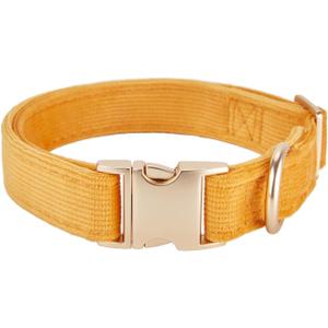Soft Cotton Dog Collar with Metal Buckle Adjustable Heavy Duty Comfy Corduroy Collars for Small Medium Large Dogs, Orange, Medium (Medium (Pack of 1))
