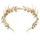 Golden Leaf Bridal Headband Baroque Headdress for Women Wedding Prom Party Hair Accessories 6.29X5.11X2.75In